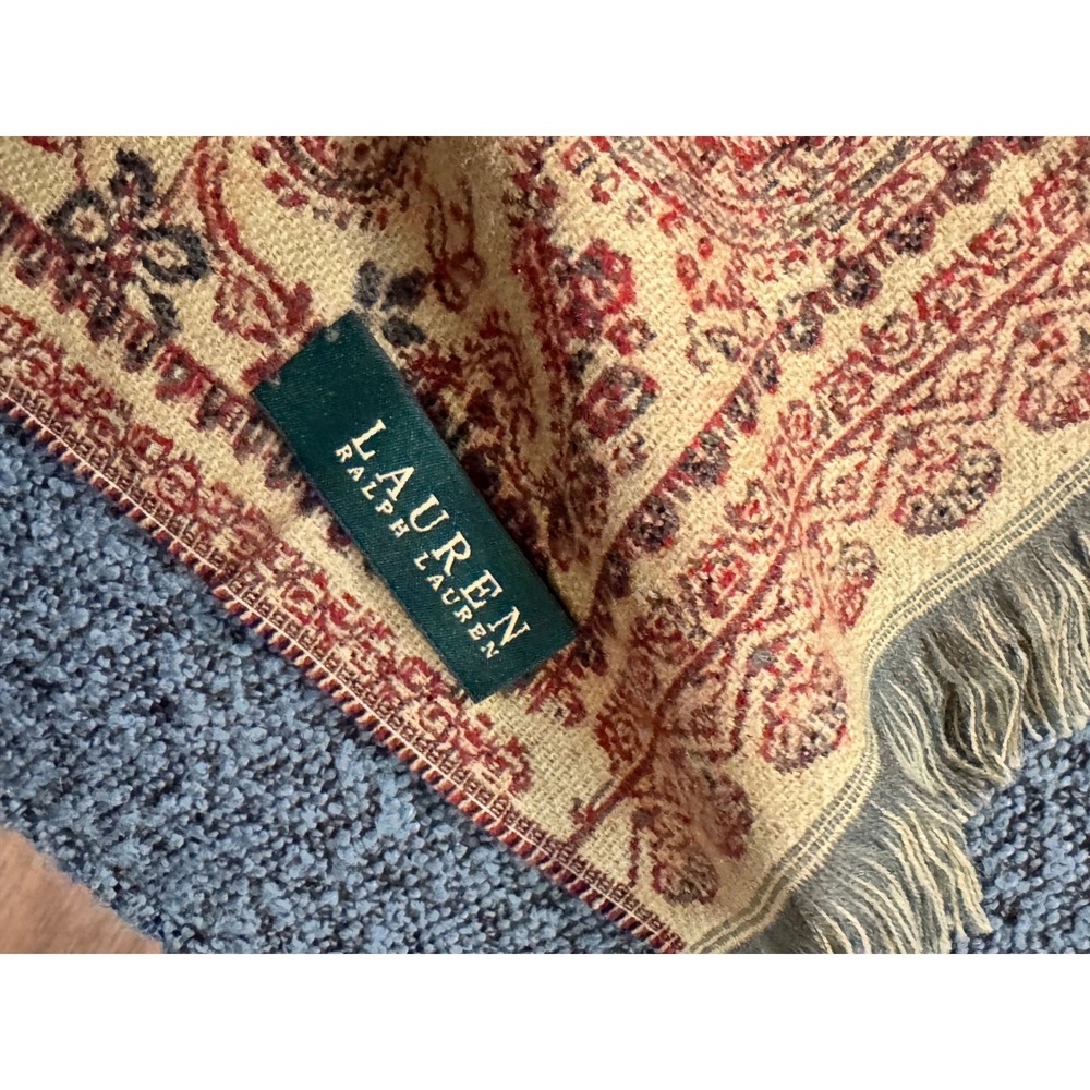 Lauren Ralph Lauren Reversible Paisley Wrap Scarf Charcoal Grey Cream Burgundy